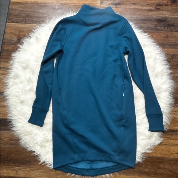 Athleta Cozy Karma Fleece Lined Sweater Dress with Pockets in Teal size XS - Picture 8 of 14